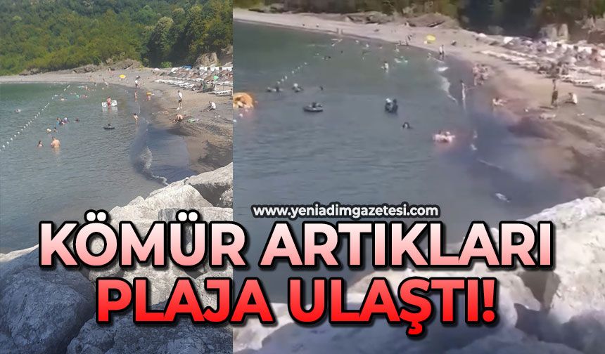 Kömür artıkları plaja ulaştı