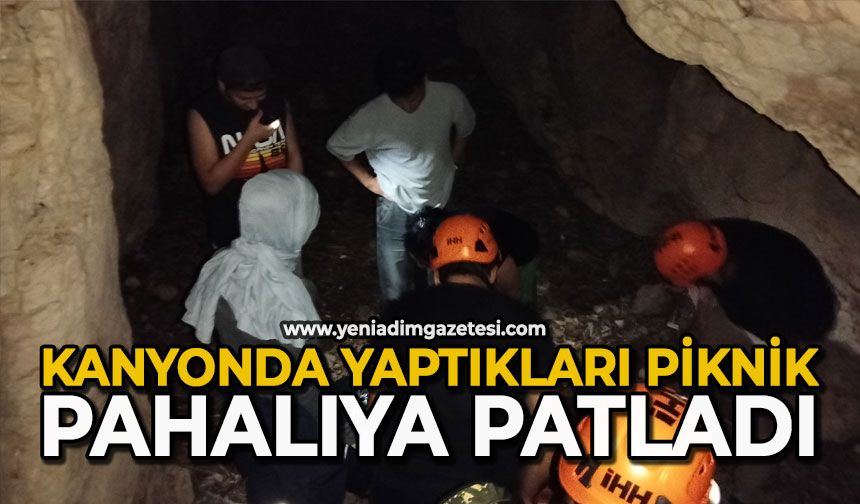 Kanyonda yaptıkları piknik pahalıya patladı