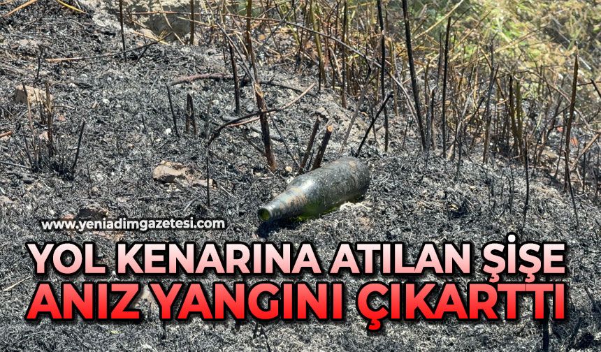 Yol kenarına atılan şişe anız yangını çıkarttı