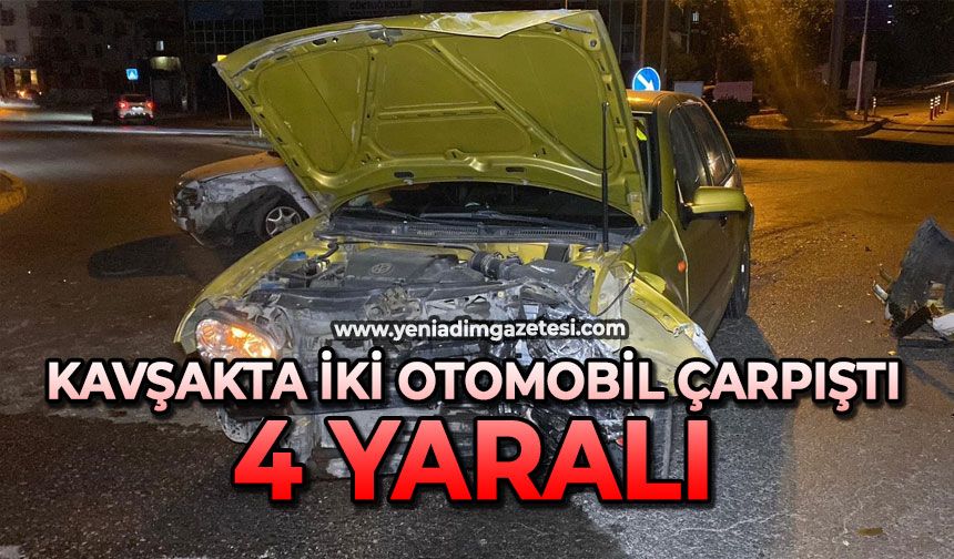 Kavşakta iki otomobil çarpıştı: 4 yaralı