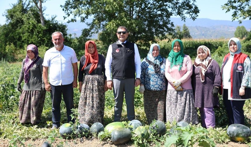 Vali Aslan, uygulama tarlasında incelemelerde bulundu