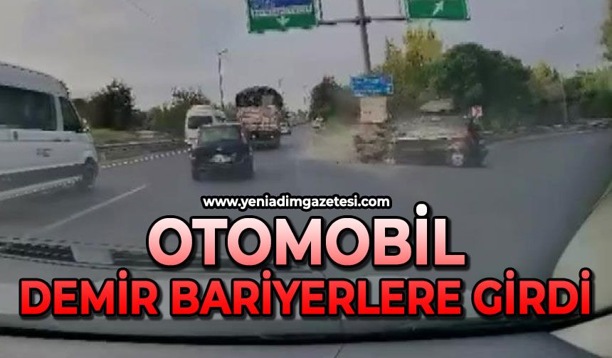 Kamyonla çarpışmaktan kaçınırken demir bariyerlere girdi