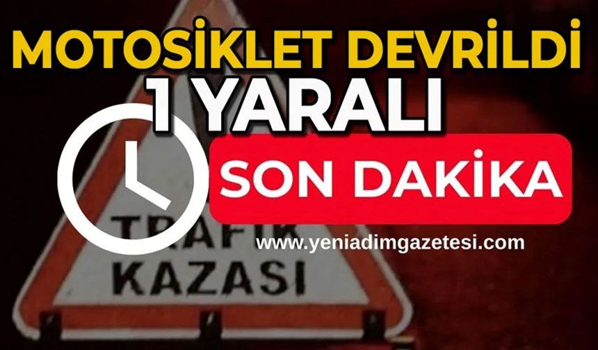 Devrilen motosikletli sürücü yaralandı
