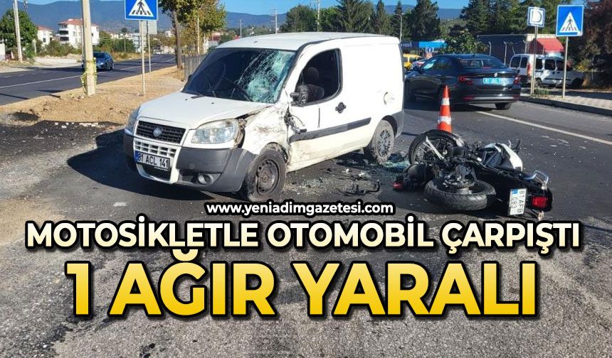 Hafif ticari araç ile motosikletin karıştığı kazada 1 kişi ağır yaralandı