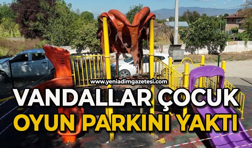 Vandallar çocuk oyun parkını yaktı