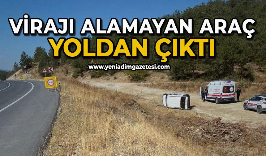 Virajı alamayan araç yoldan çıktı