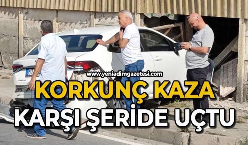 Korkunç kaza: Karşı şeride uçtu