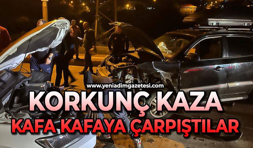 Korkunç kaza: Kafa kafaya çarpıştılar