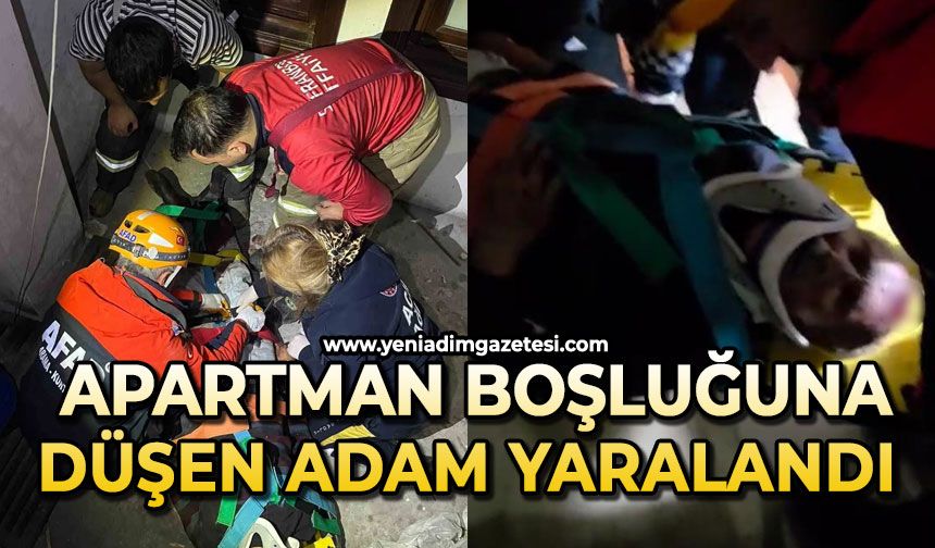 Apartman boşluğuna düşerek yaralanan yaşlı adamı ekipler kurtardı