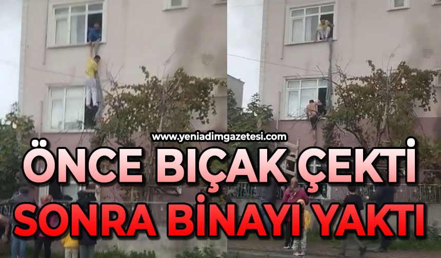 Önce bıçak çekti, sonra binayı yaktı: İşçiler alevlerden çarşaf bağlayarak kurtuldu
