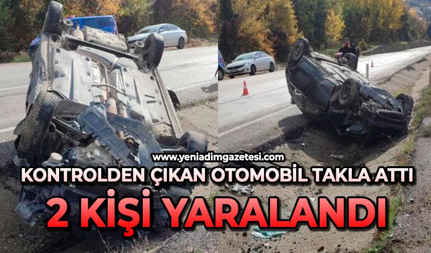 Kontrolden çıkan otomobil takla attı: 2 kişi yaralandı