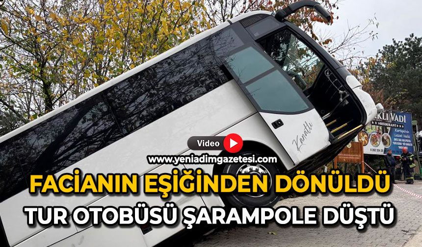 Facianın eşiğinden dönüldü: Tur otobüsü şarampole düştü