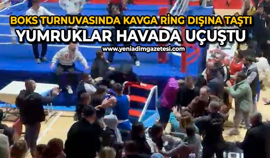 Boks turnuvasında kavga ring dışına taştı, yumruklar havada uçuştu