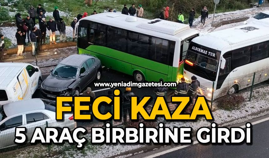 Feci kaza: 5 araç birbirine girdi
