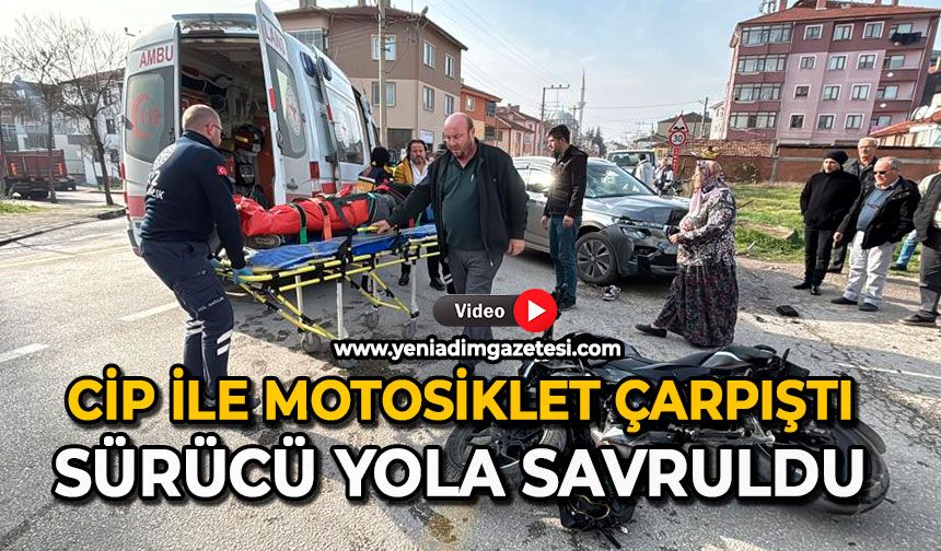 Cip ile motosiklet çarpıştı: Sürücü yola savruldu