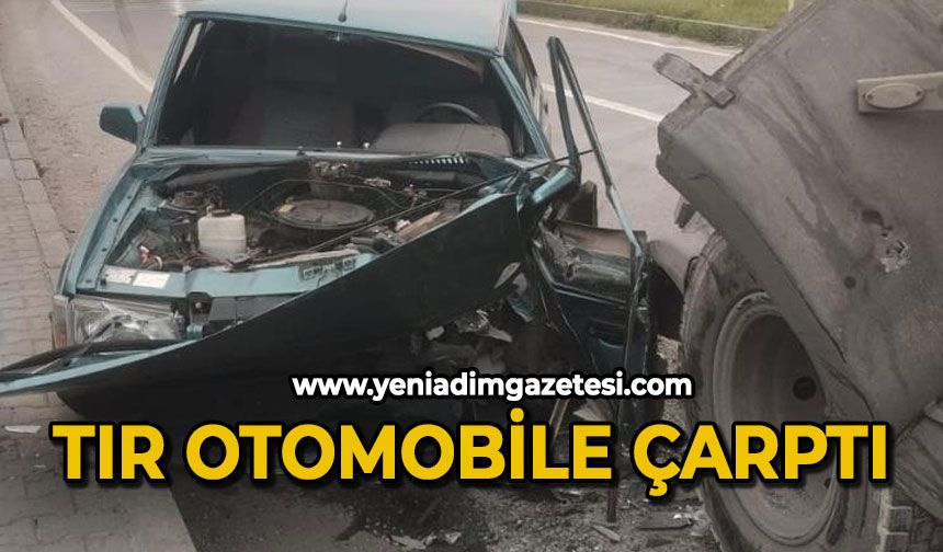 Tır otomobile çarptı; 1 yaralı