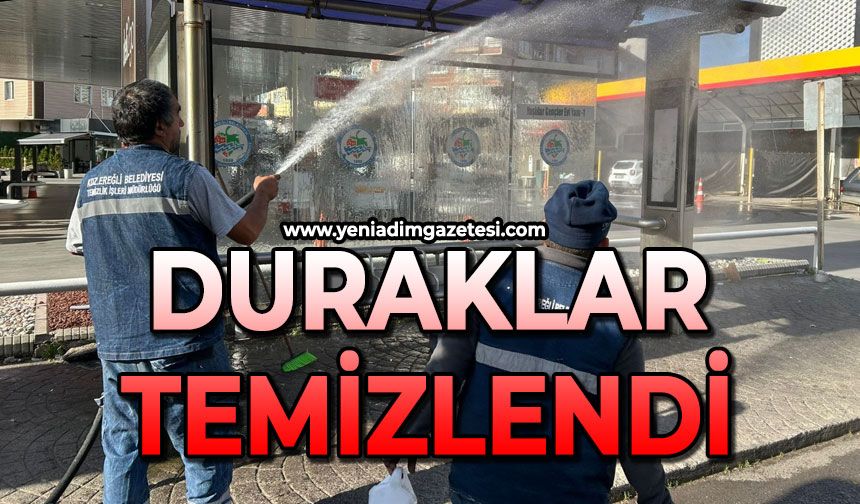 Otobüs durakları temizlendi