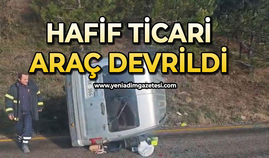 Devrilen hafif ticari aracın sürücüsü yaralandı