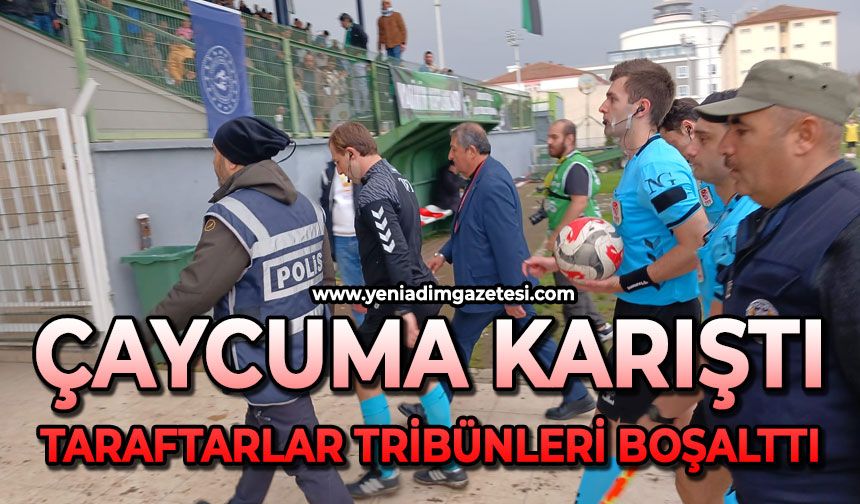 Çaycuma'da gerginlik yaşandı: Taraftarlar tribünleri boşalttı