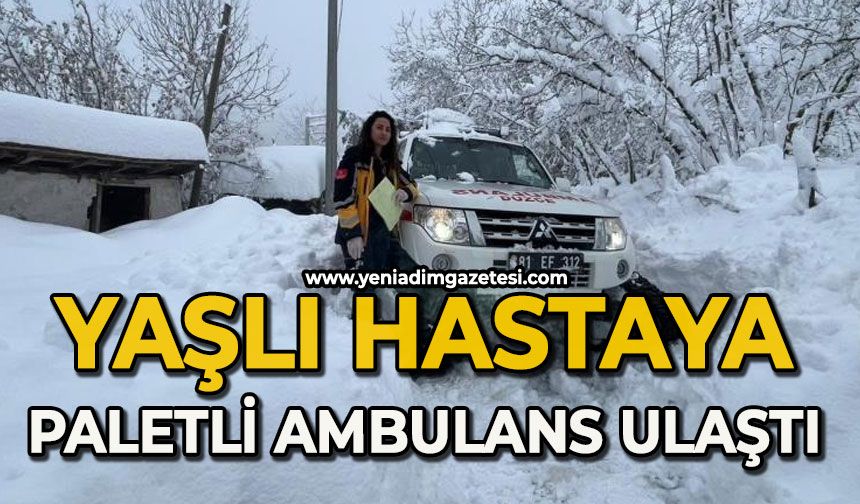 Yaşlı hastaya paletli ambulans ulaştı