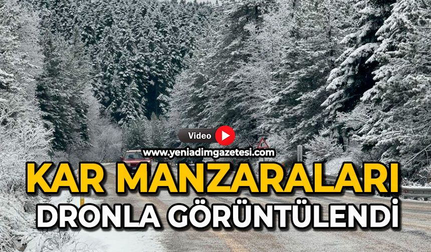 Kar manzaraları dronla görüntülendi