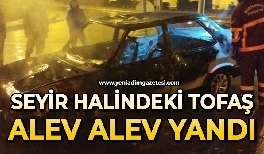 Seyir halindeki Tofaş alev alev yandı