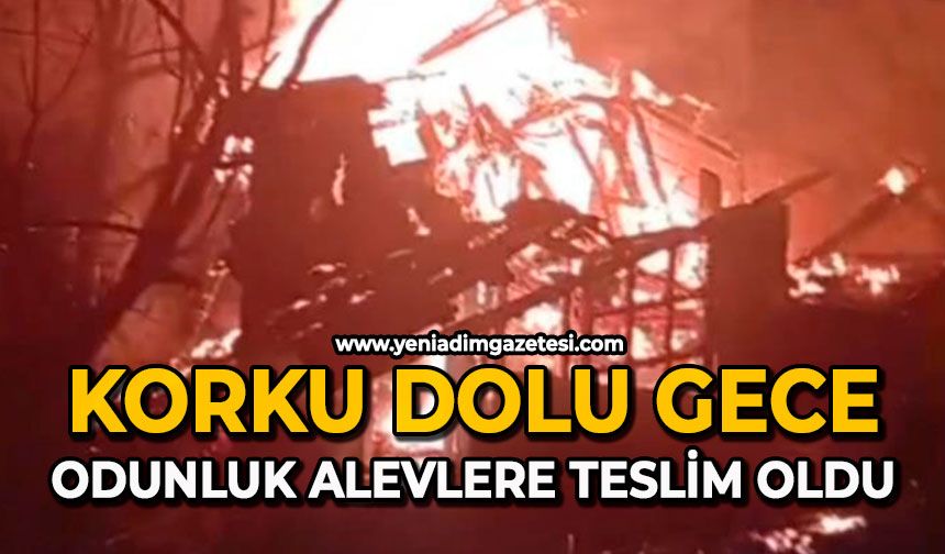 Korku dolu gece: Odunluk alevlere teslim oldu
