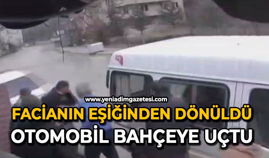 Facianın eşiğinden dönüldü: Otomobil bahçeye uçtu