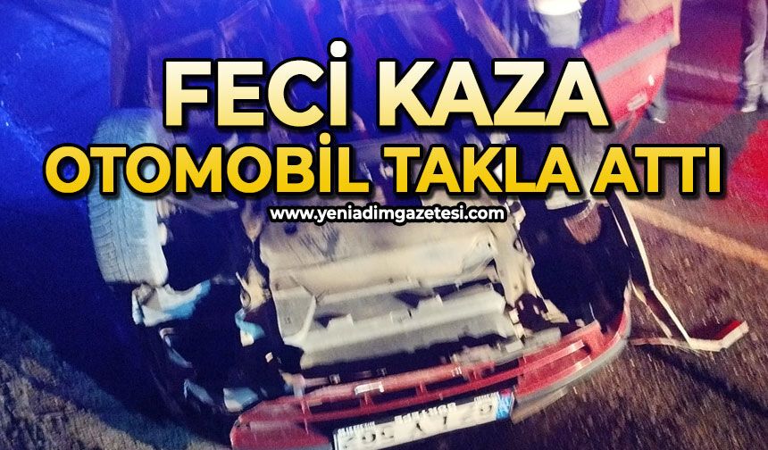 Feci kaza: Otomobil takla attı