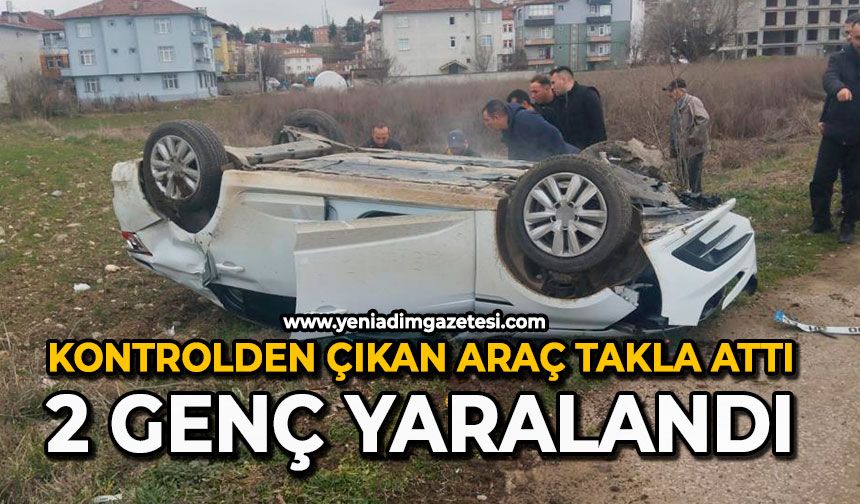 Kontrolden çıkan araç takla attı: 2 genç yaralı