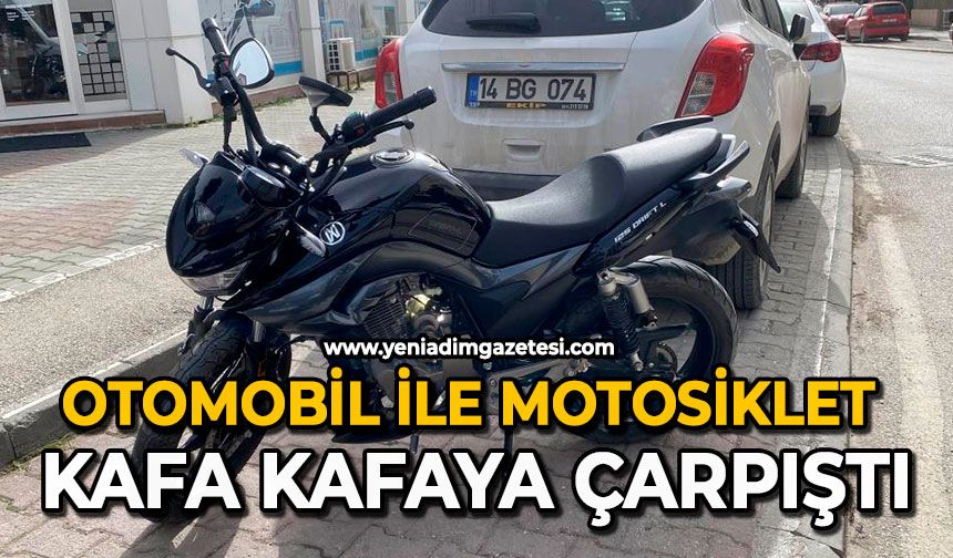 Otomobil ile motosiklet kafa kafaya çarpıştı