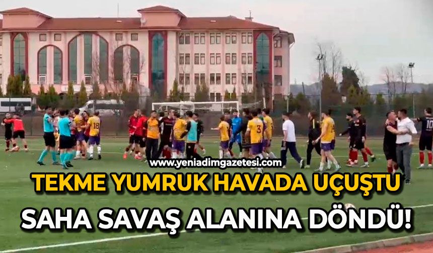 Tekme yumruk havada uçuştu: Saha savaş alanına döndü!