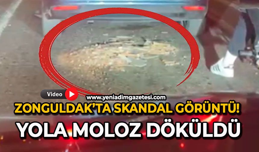 Zonguldak’ta skandal görüntü: Yola moloz döküldü