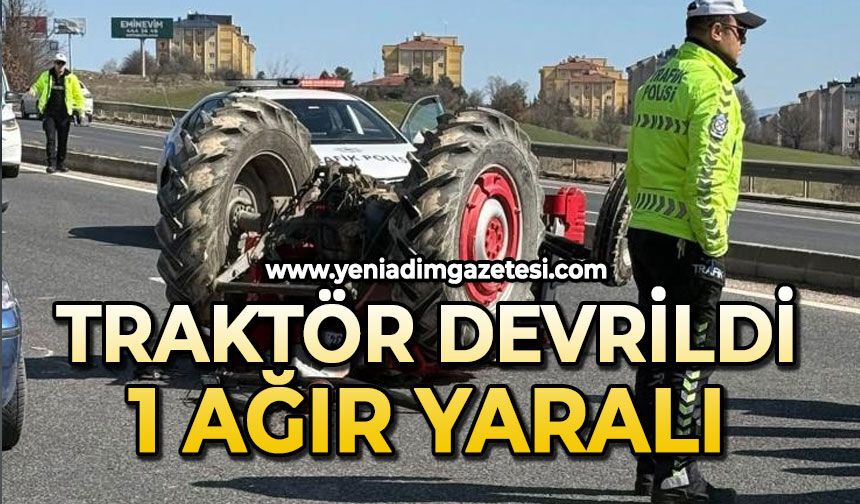Traktör devrildi: 1 yaralı