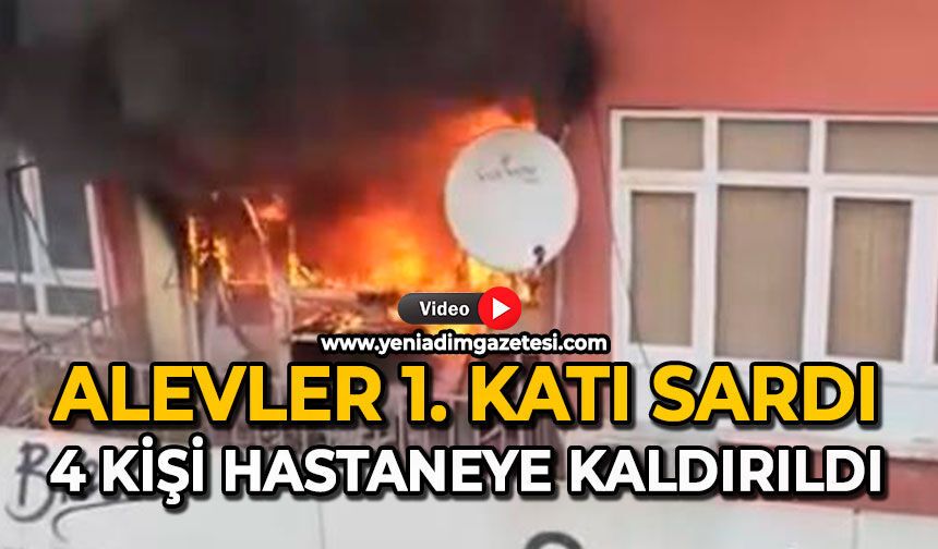 Alevler 1. katı sardı: 4 kişi hastaneye kaldırıldı