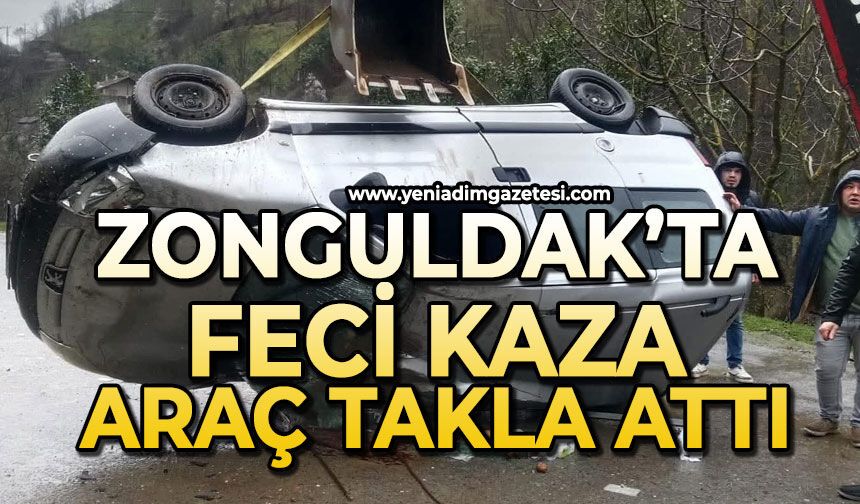 Zonguldak'ta korkunç kaza: Araç takla attı