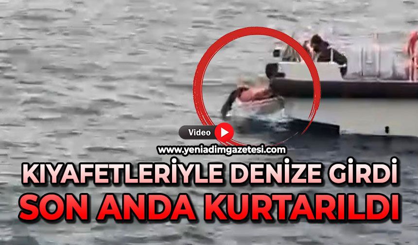 Kıyafetleriyle denize girdi: Son anda kurtarıldı