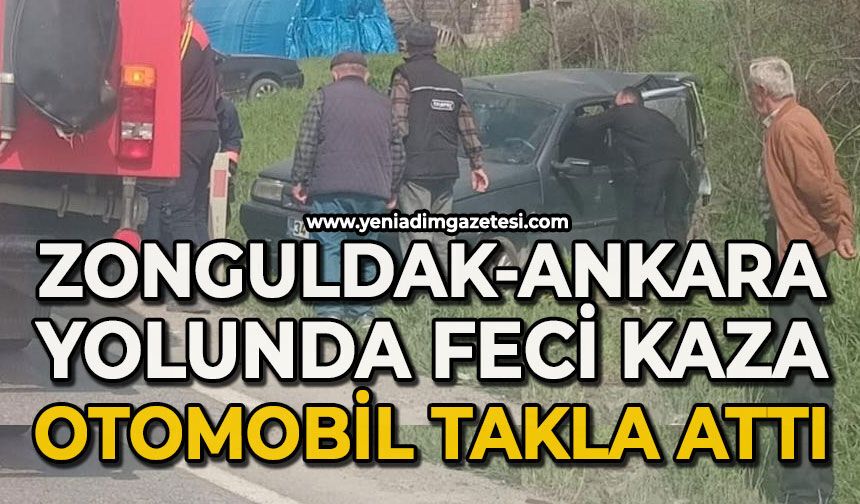 Zonguldak-Ankara yolunda feci kaza: Otomobil takla attı