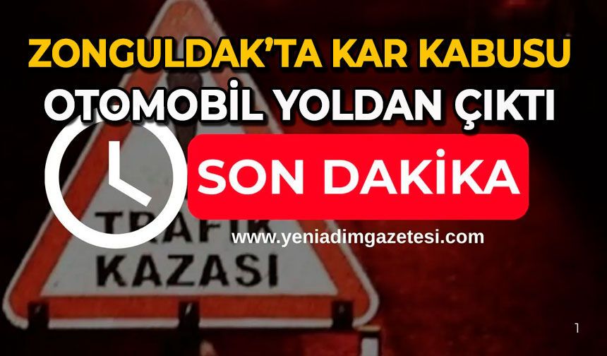 Zonguldak’ta kar kabusu: Otomobil yoldan çıktı