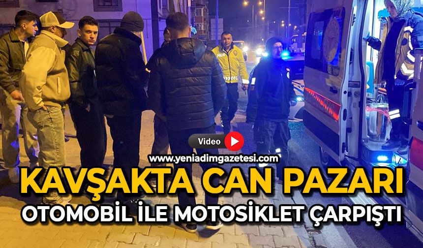 Kavşakta can pazarı: Otomobil ile motosiklet çarpıştı