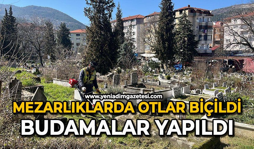 Mezarlıklarda otlar biçildi: Budamalar yapıldı