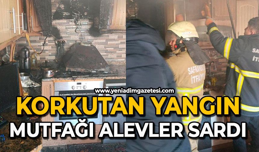 Korkutan yangın: Mutfağı alevler sardı