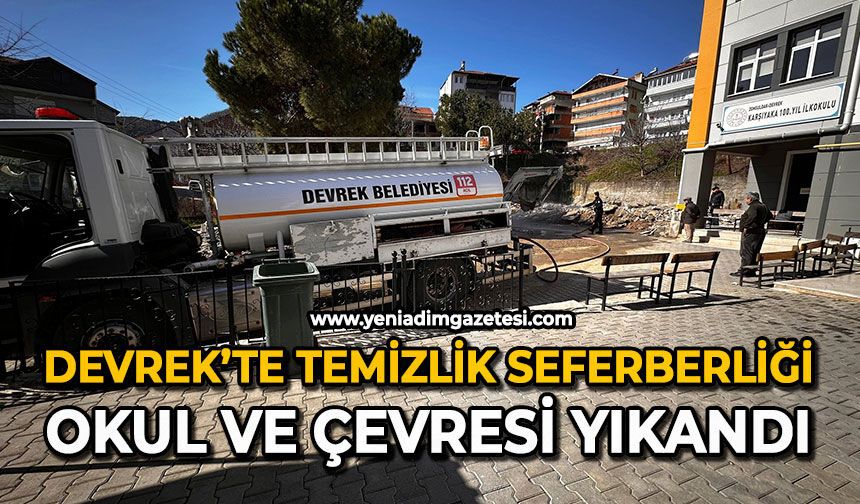 Devrek’te temizlik seferberliği: Okul ve çevresi yıkandı