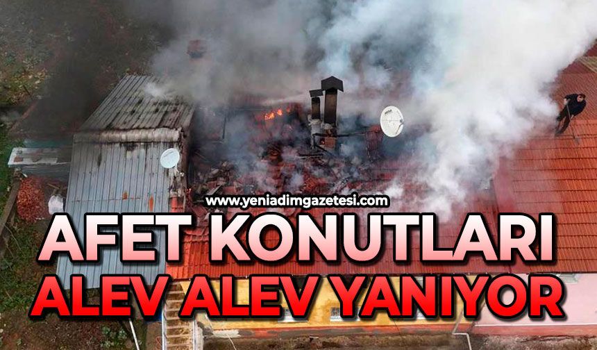 Afet konutları alev alev yanıyor