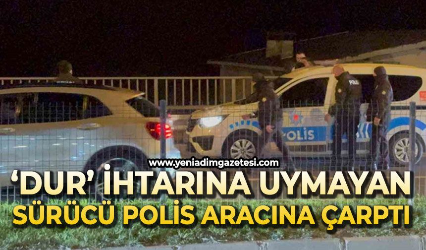 'Dur' ihtarına uymayan alkollü sürücü polis aracına çarptı: 3 gözaltı