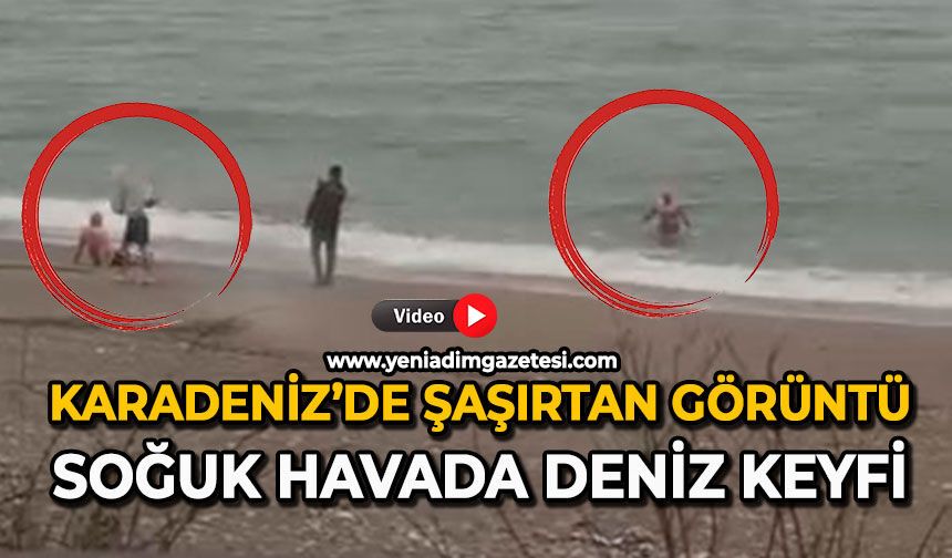 Karadeniz’de şaşırtan görüntü: Soğuk havada deniz keyfi