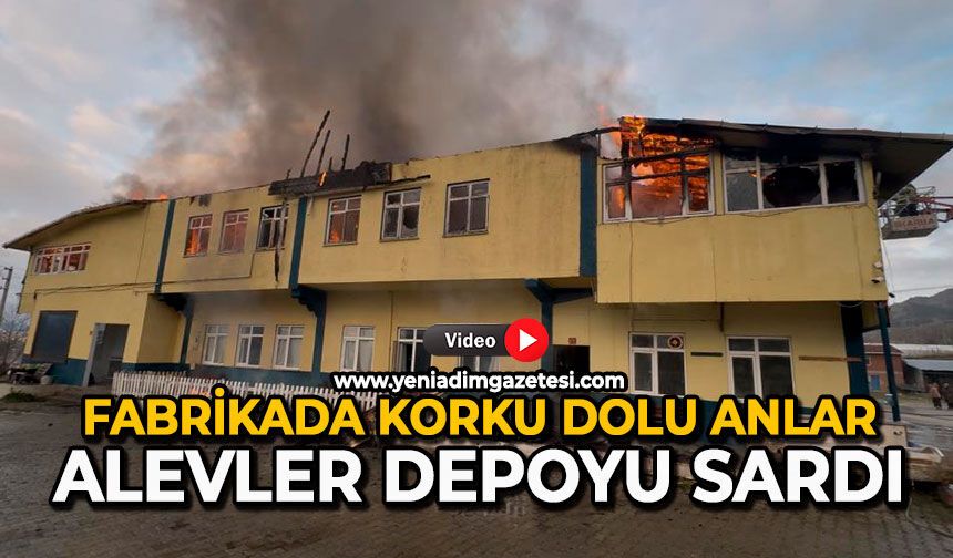Fabrikada korku dolu anlar: Alevler depoyu sardı