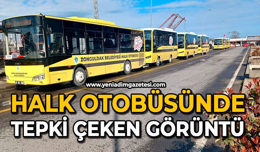 Halk otobüsünde tepki çeken görüntü
