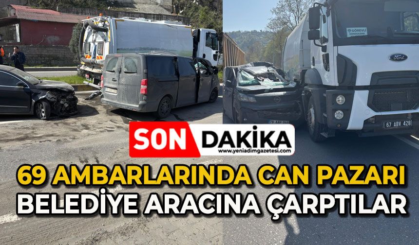 69 Ambarları'nda feci kaza: Belediye aracına çarptılar