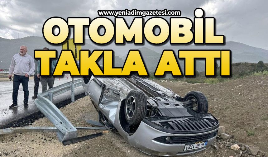 Su birikintisine kapılan otomobil takla attı